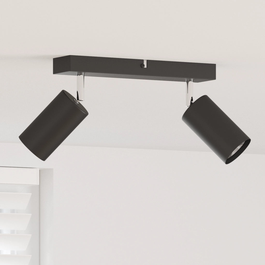 Faretto da soffitto regolabile a due vie nero GU10