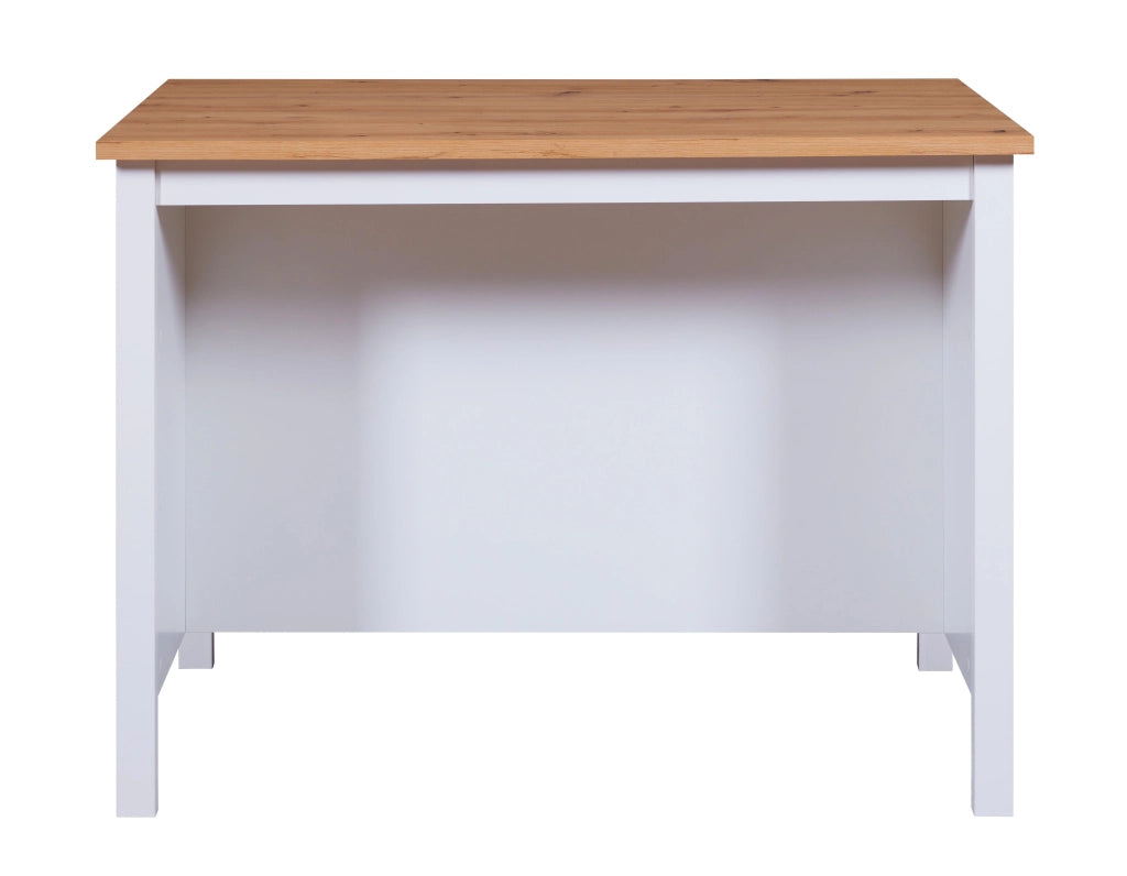 ISOLA JULINA PER CUCINA 2 RIPIANI E VANO SGABELLI 124x75x91,5CM LAMINATO BIANCO E QUERCIA ARTISAN