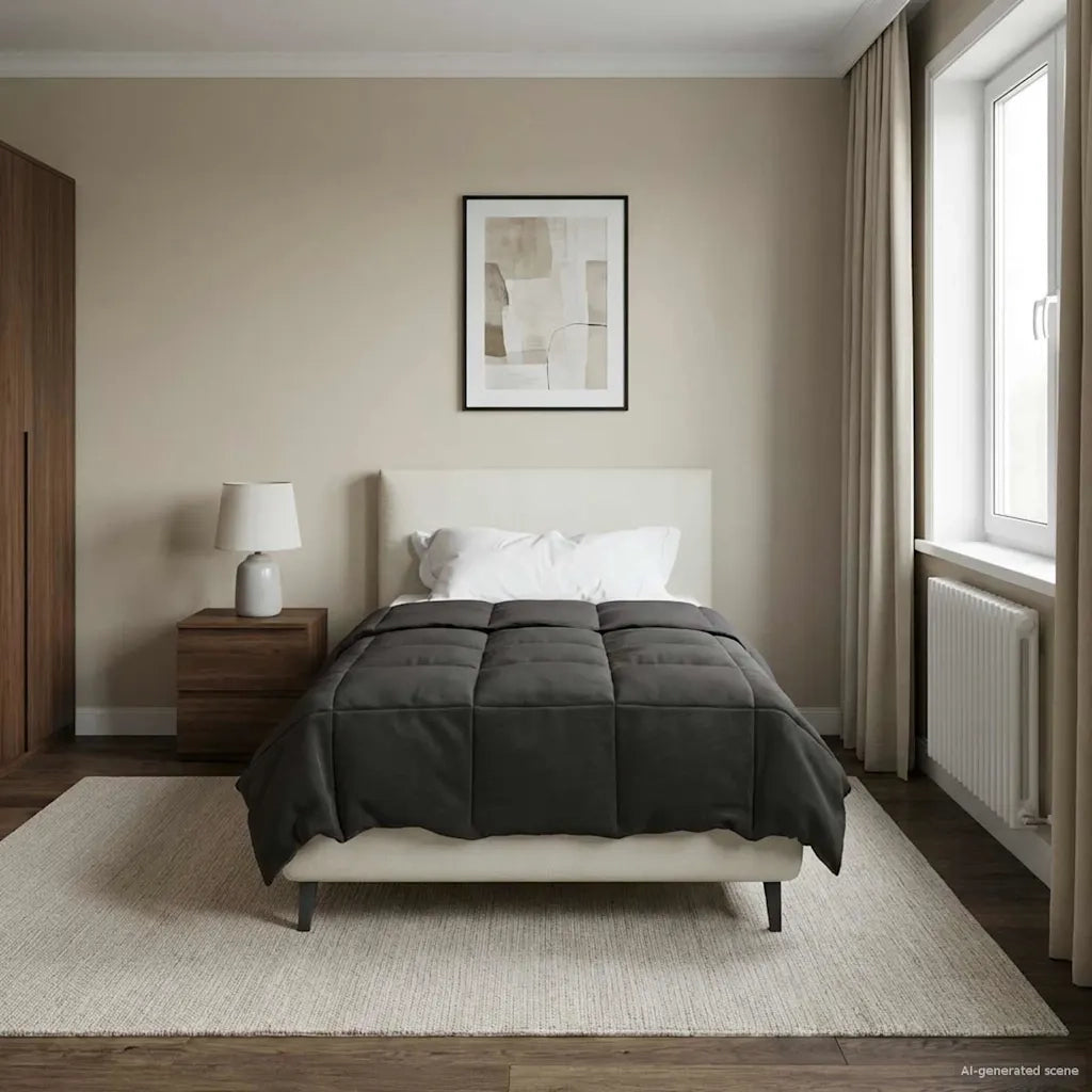 Piumone | Duvet Completo Annuale Antracite 140 x 200 cm Microfibra