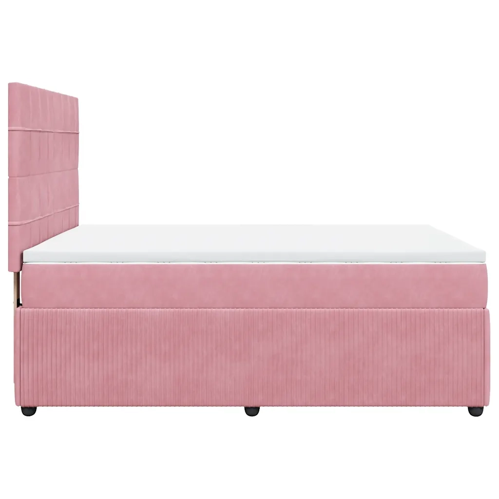 Giroletto a Molle con Materasso Rosa 160x200 cm in Velluto 3292387