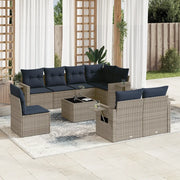 Set Divani da Giardino 9 pz con Cuscini Grigio in Polyrattan 3220450