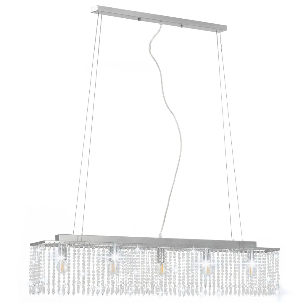 Lampadario con Perle di Cristallo Argento 104 cm E14 CFW9016245