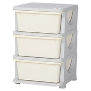 Contenitore per bambini con 3 cassetti estraibili, plastica, 37 x 37 x 56,5 cm, bianco crema