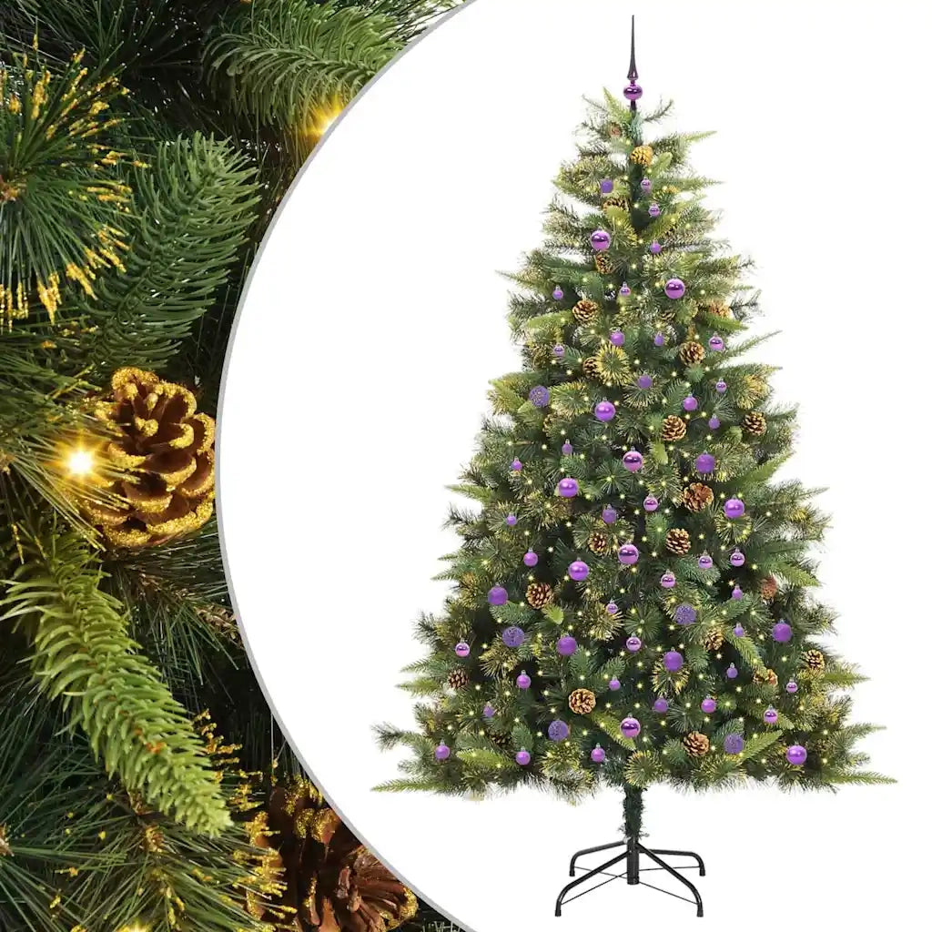 Albero di Natale artificiale pieghevole con coni Verde 240 cm 3395113