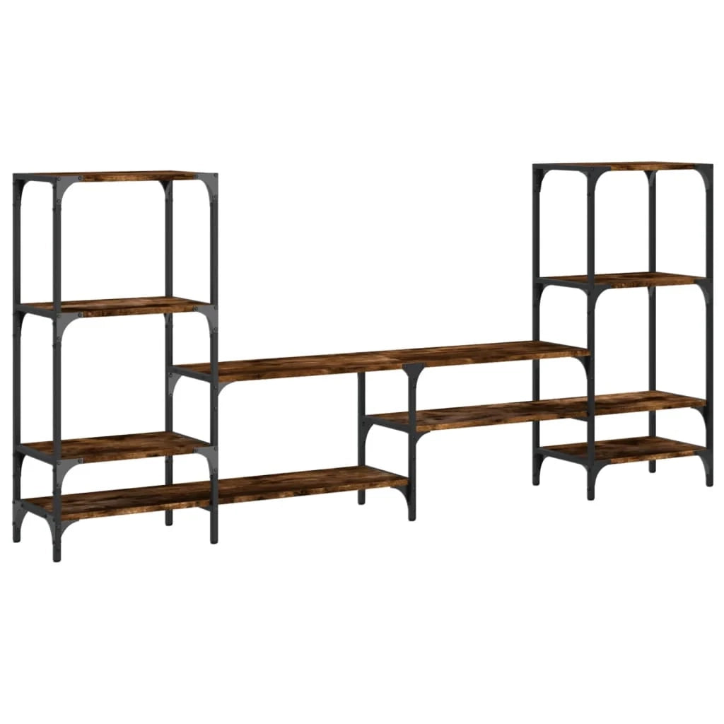 Mobile TV multimediale scaffale TV credenza mobile TV sala da pranzo soggiorno camera da letto rovere affumicato 206,5 x 28,5 x 95 cm legno ingegnerizzato marrone 02_0027368