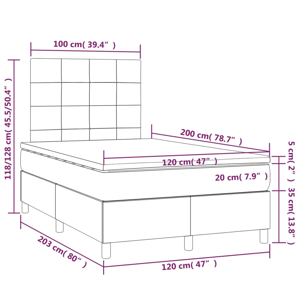 Letto a Molle Materasso e LED Marrone Scuro 120x200 cm Tessuto cod mxl 58109