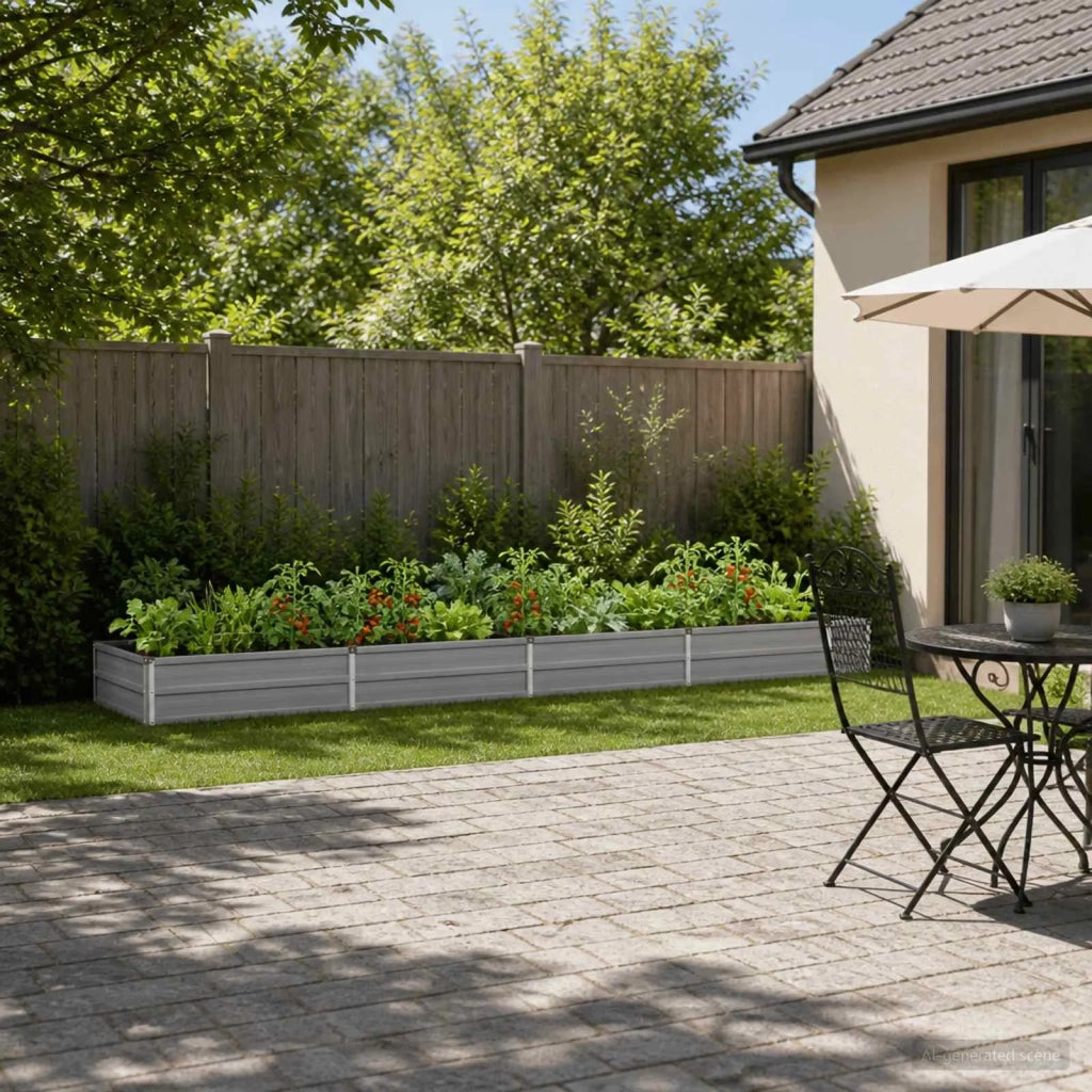Letto rialzato da giardino Grigio 320 x 80 x 24 cm 8006497