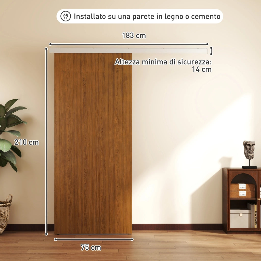 Porta Scorrevole per Armadio ¨C zephmum ¨C Effetto Legno Marrone 75x210cm