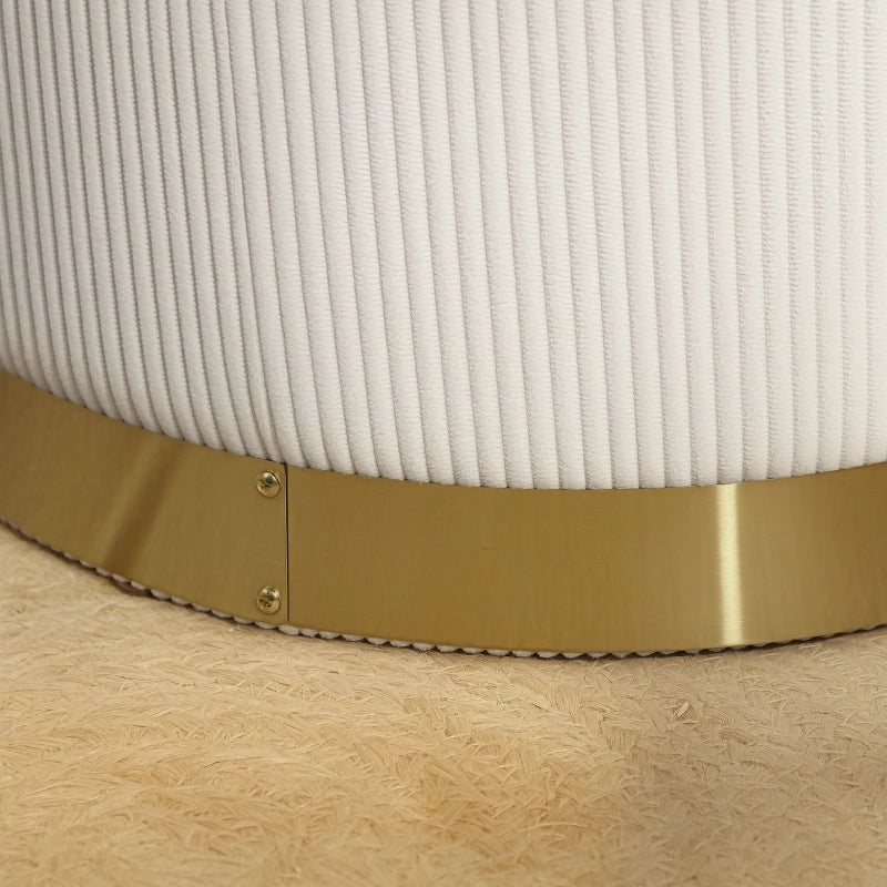 POUF CONTENITORE Ø 36 x 44 cm Tessuto effetto corda Crema