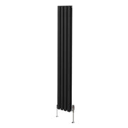 Radiatore a colonna ovale e valvole cromate TRV Designer nero 1800mm x 240mm