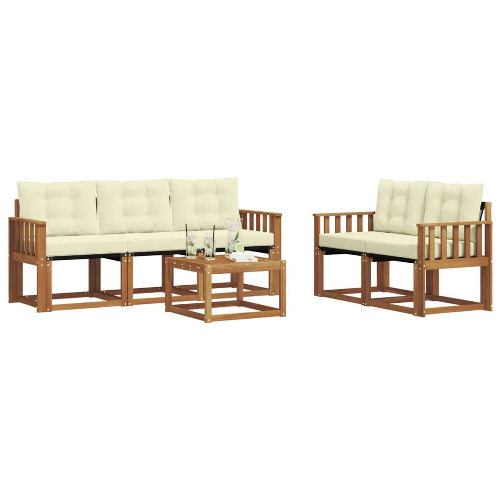 Set di divani da esterno con cuscino 6 pcs Naturale e Crema 3368397