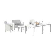 Salottino Outdoor Domaso, set Salotto da Esterno Salottino 4 Posti, Tavolo 10 Posti Posti Made in Italy, Bianco