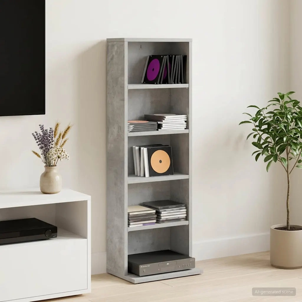 Mobile per CD Grigio Cemento 33 x 23,5 x 97,5 cm 8012696
