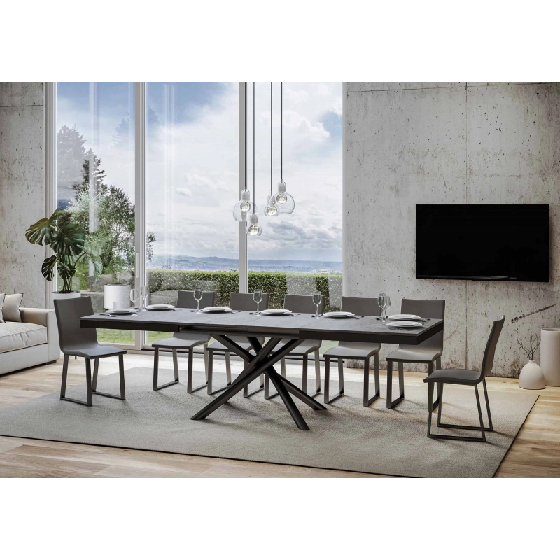 Tavolo allungabile 90x160/264 cm Famas Evolution telaio Antracite - Cemento
