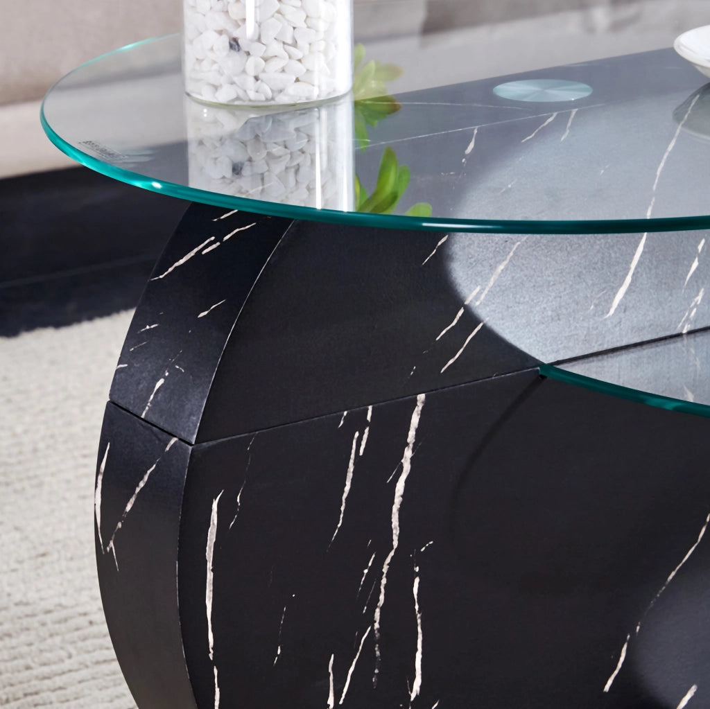 Tavolino da caff¨¨ multilivello ? 69,8 cm in vetro temperato e MDF nero