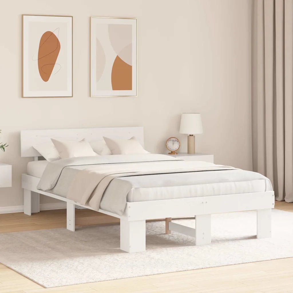 Struttura del letto Bianco 135 x 190 cm Pino massello