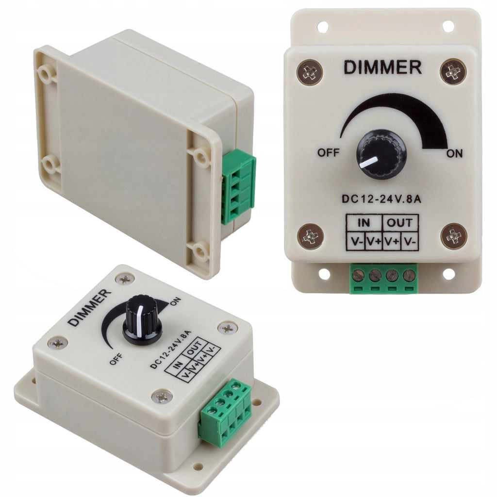 Dimmer Manuale LED 12V 8A 96W – Controllo Precisione Luminosità | Compatibile con Strisce LED 12V/24V