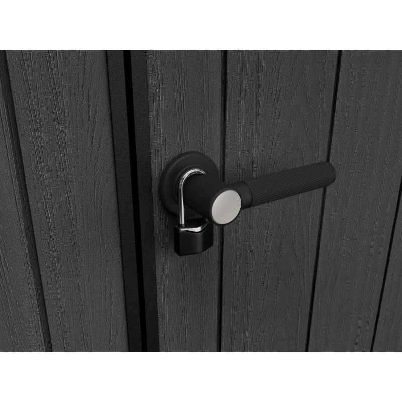 Casetta da giardino in resina EVOTECH+ 223x230 cm - con pavimento e doppia porta - carico neve 150 kg/m² – Newton Plus 757/775 - Grigio - Keter