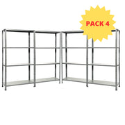 KIT 4 Scaffali 4 ripiani Misure: 75x30x145cm portata 160kg totale 40Kg ripiano