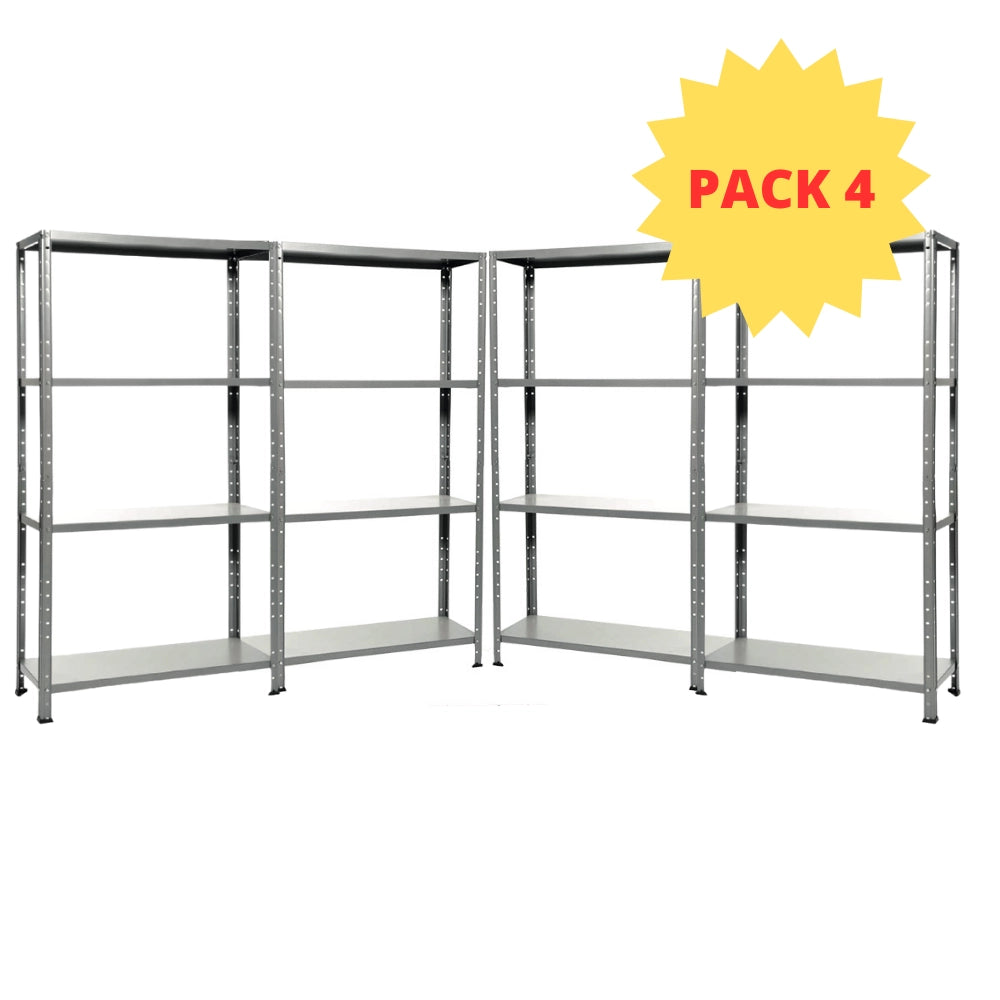 KIT 4 Scaffali 4 ripiani Misure: 75x30x145cm portata 160kg totale 40Kg ripiano