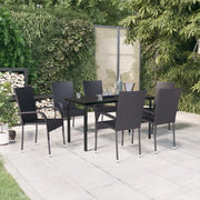 Set Mobili da Pranzo per Giardino 7 pz Nero cod mxl 41523