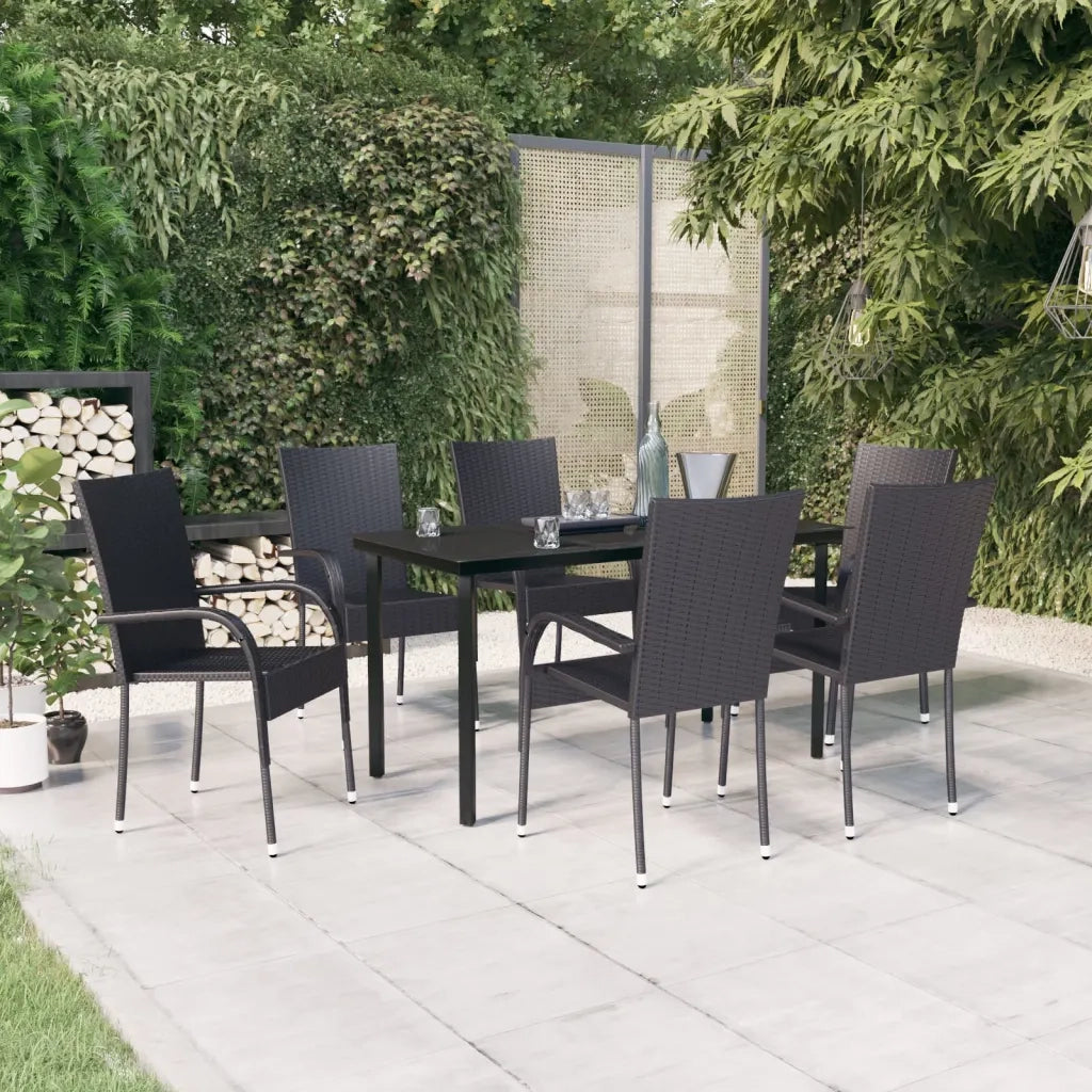 Set Mobili da Pranzo per Giardino 7 pz Nero cod mxl 41523