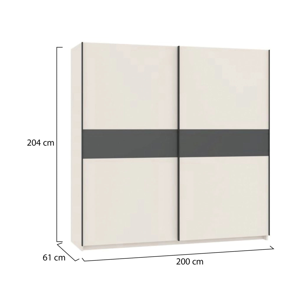 Armadio Camera da Letto Nalika, Guardaroba 2 Ante 2 Ripiani, 200x204h cm Beige Cashmere
