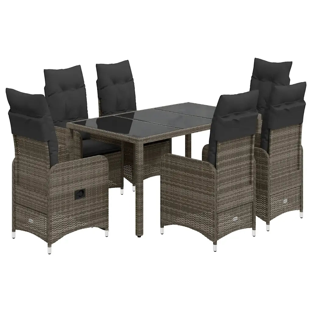 Set BistrÃ² da Giardino 5 pz con Cuscini in Polyrattan Grigio