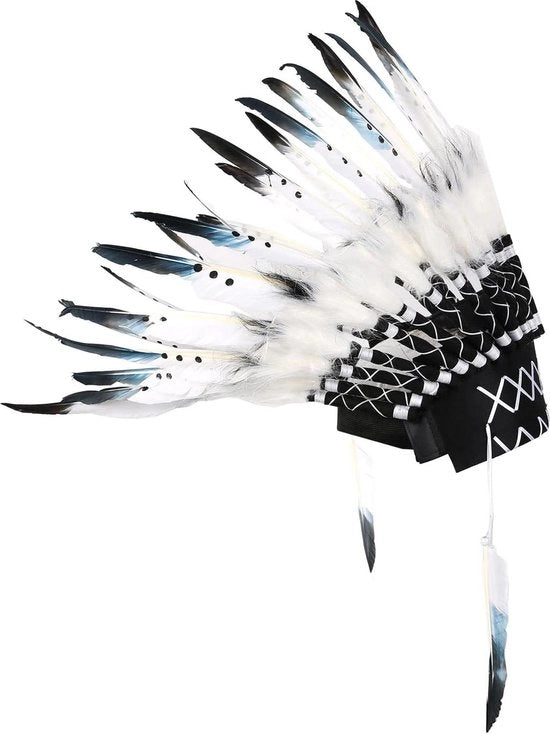 Cintura per Capelli - Copricapo Indiano per Adulti - Stile Indiano - Accessori per Festa di Fotografia - Bianco - M