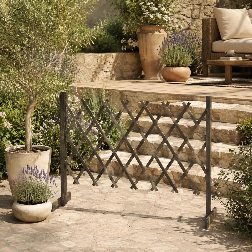 Garden Trellis Fence, Grey, 120x90 Cm, Solid Fir Wood