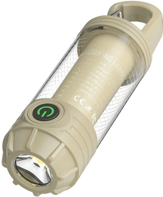 Lampada da campeggio LED, con luce rossa, 6 modalità di illuminazione, adattabile per condizioni meteorologiche avverse, per uso esterno in tenda, per escursioni, passeggiate notturne, emergenze, colore khaki