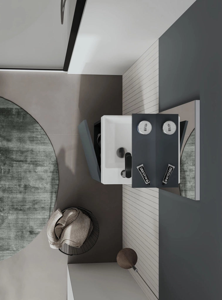 Set mobile lavabo con specchio (2 pezzi) "Conza 45" - 45 x 26 x 75 cm - Antracite opaco