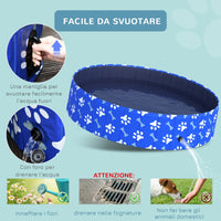 Piscina Rigida per Cani Taglia Grande Ø140x30 cm in PVC e Truciolare Blu