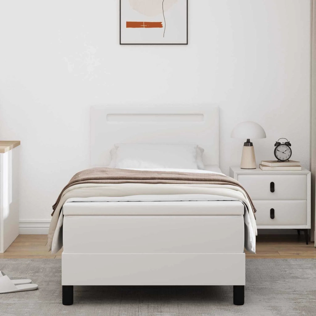 Letto a molle con materasso Bianco 90 x 200 cm Pelle sintetica 3339033