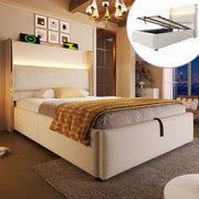 letto idraulico lino beige 90 x 200 cm
