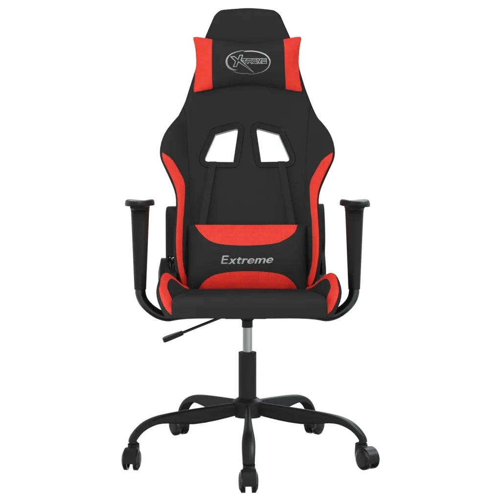 vidaXL Sedia da Gaming Nero e Rosso in Tessuto