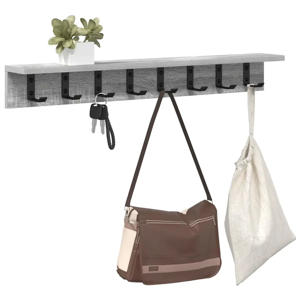 Appendiabiti a muro A parete Grigio Sonoma 80 x 10,5 x 10,5 cm 874368