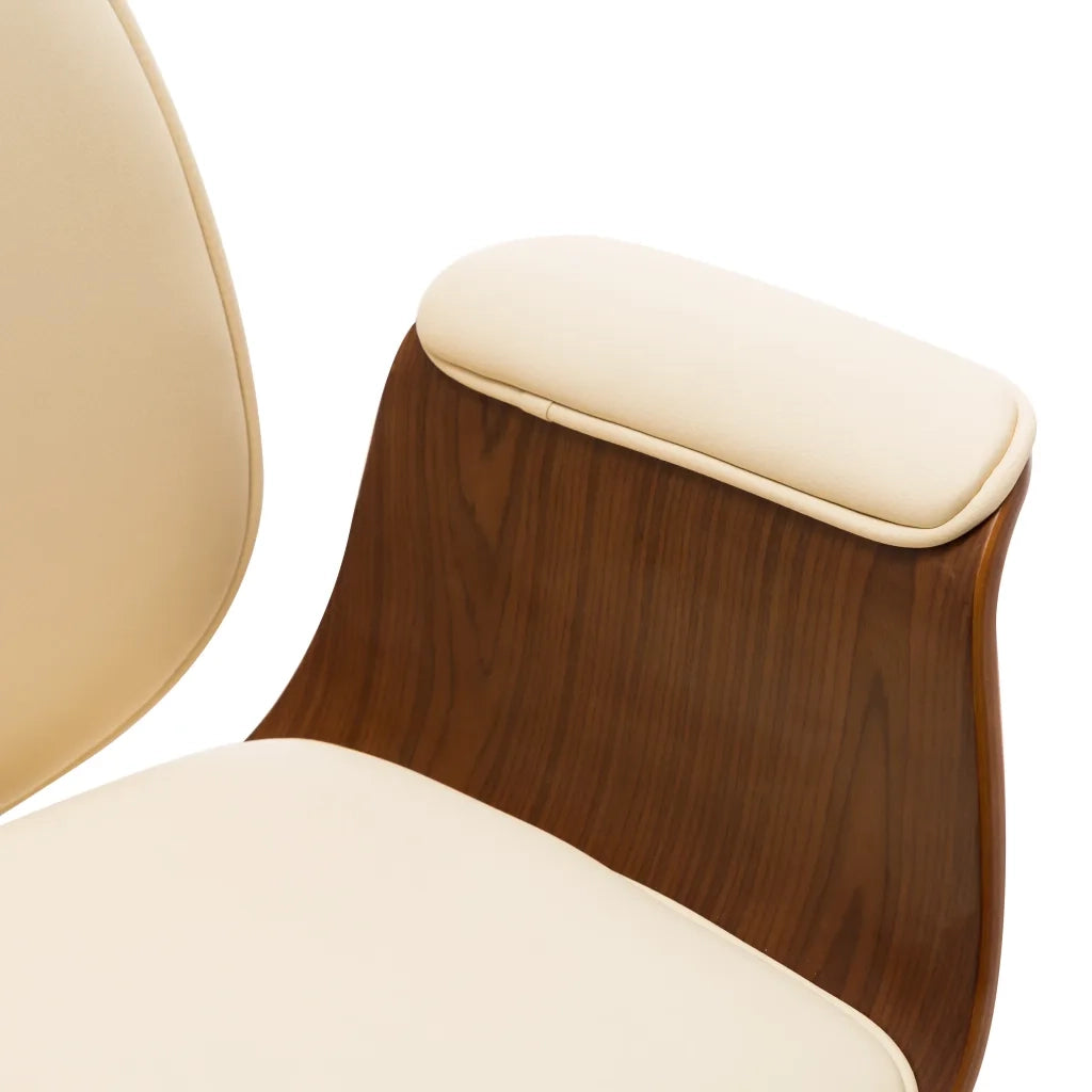 Sedia da Ufficio Crema in Legno Piegato e Similpelle 283127