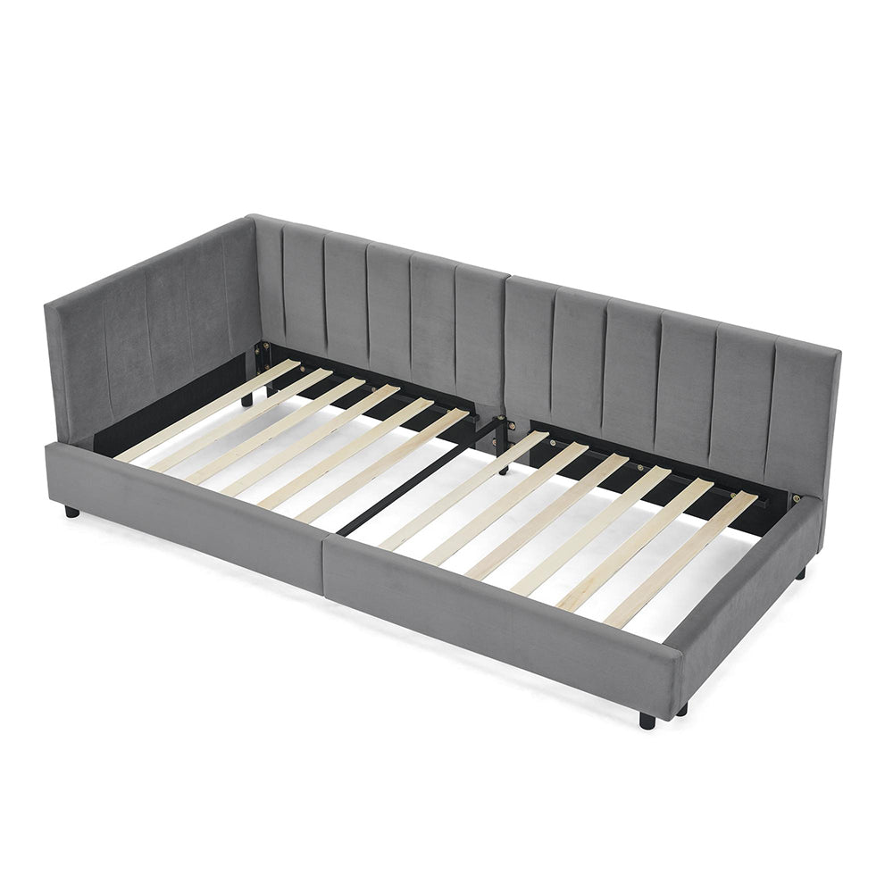 Letto bambino 90x200cm?- Xylo - velluto testiera alta grigio