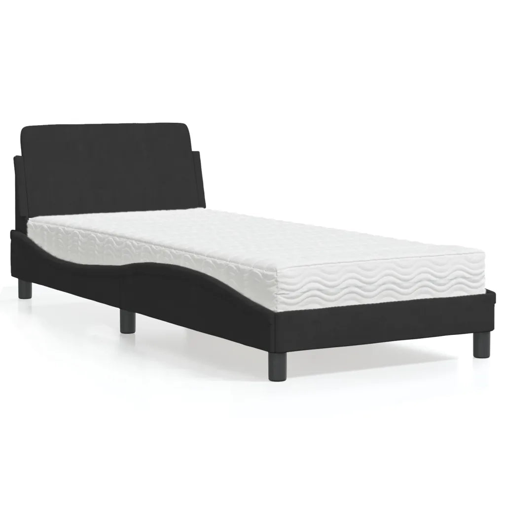 Letto con Materasso Dover Nero 80x200 cm in Velluto 3208293