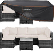Set di tavolo per patio acqua resistente 250 x 210 x 90 cm, copertura di divano esterna resistente alle intemperie, sezione di divano copertura