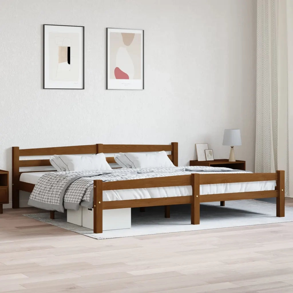 Giroletto senza Materaso Ambrato in Legno Massello 200x200 cm 322081