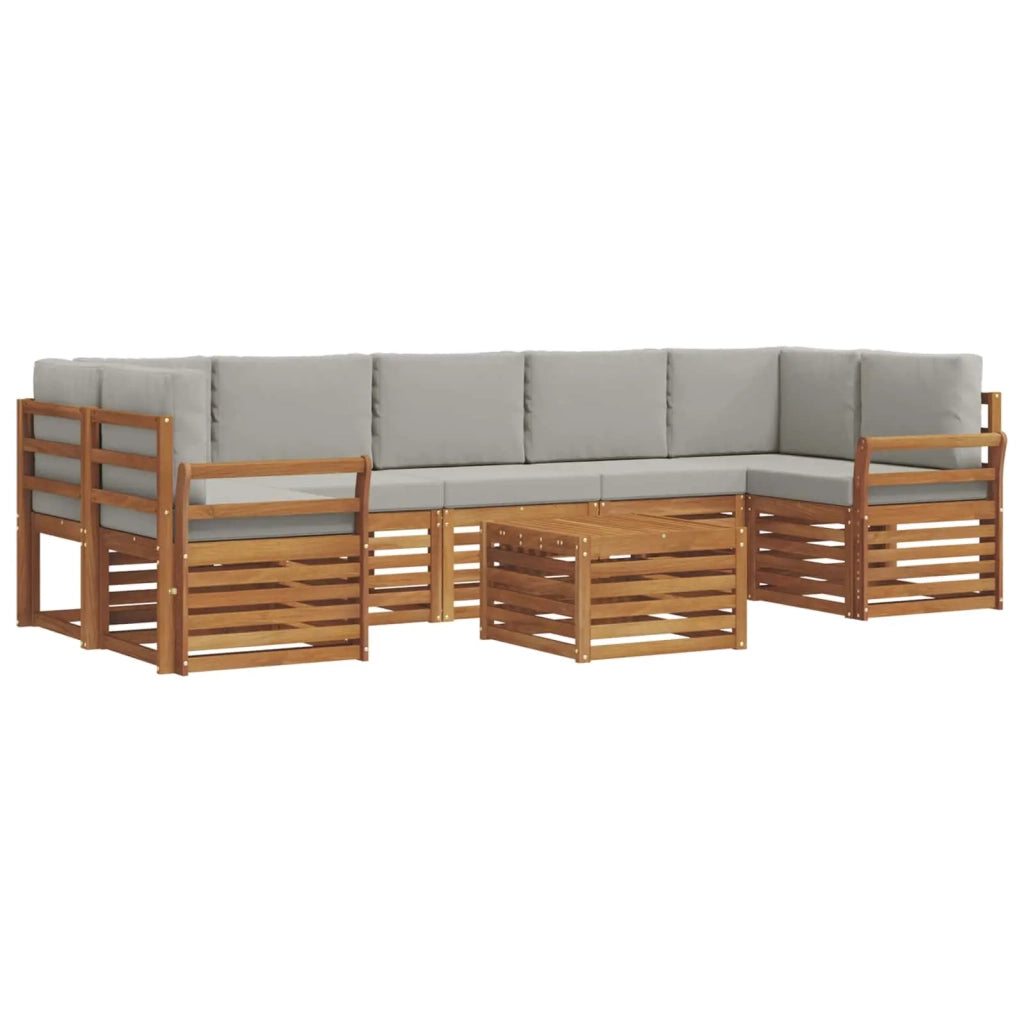 Set di divani da esterno 8 pcs Grigio Naturale e Chiaro