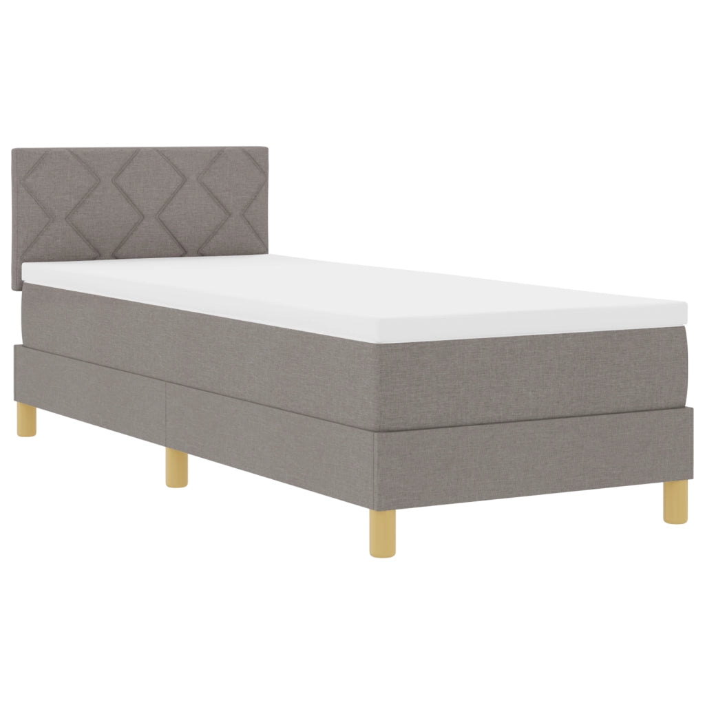 Letto con Box Spring con Materasso Tortora 80x200 cm Tessuto