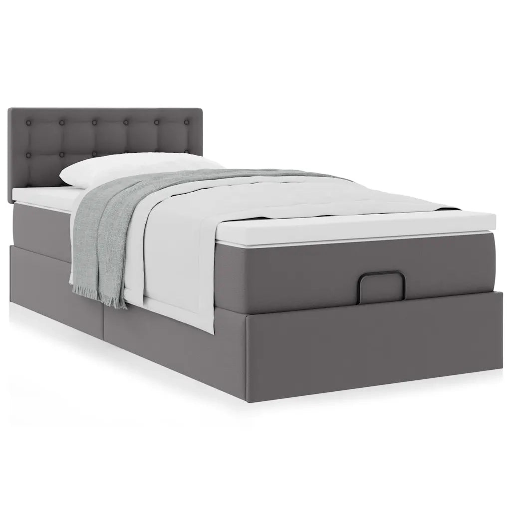 Letto Pouf con Materasso Grigio 90x190 cm Similpelle 3311281