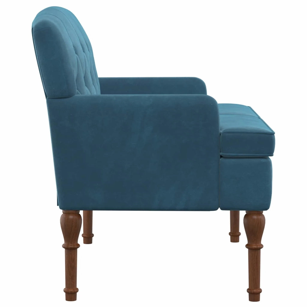 Loveseat con bottoni imbottiti Blu 111 x 65 x 79 cm Velluto 42041852