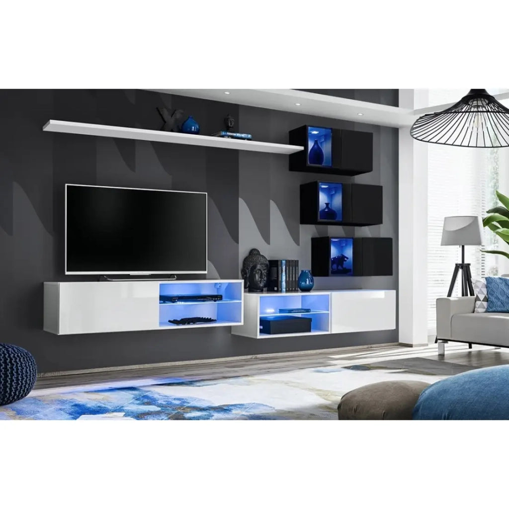 Set di mobili da salotto SWITCH XXIV, design, colore bianco e nero.