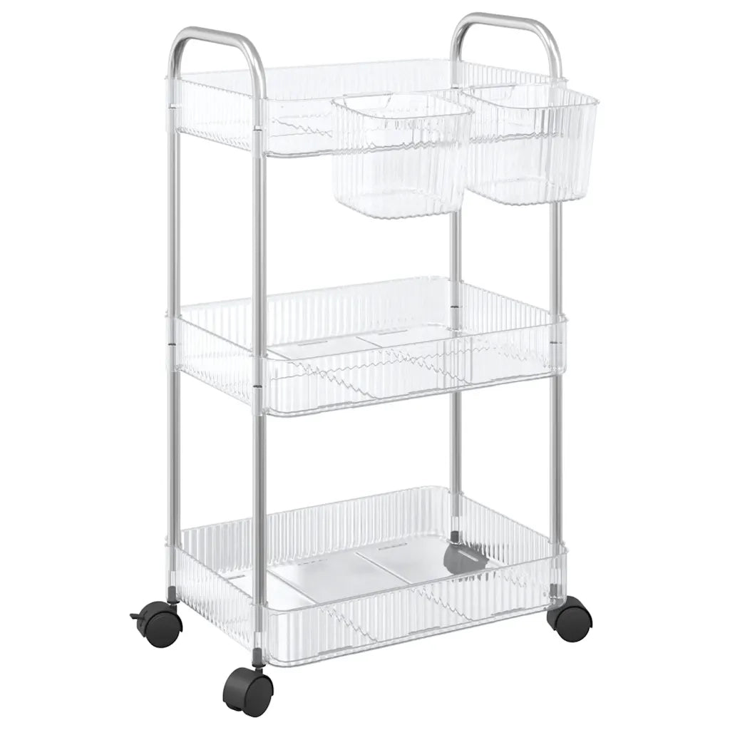 Carrello Portaoggetti a 3 Livelli 37x28x68 cm in Acrilico 4012378