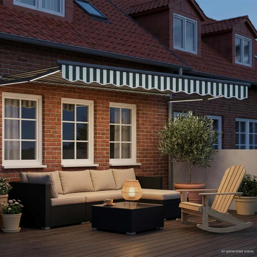 Tenda retrattile manuale con LED 2,5 x 2 m