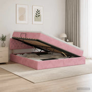 Letto con Contenitore con testiera Rosa 160 x 200 cm Velluto 3458762